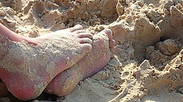 腳,沙,赤腳