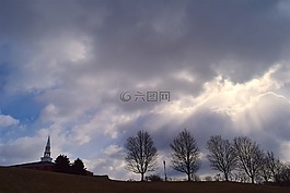 教堂,云,天空