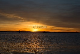 日落,海,地平線