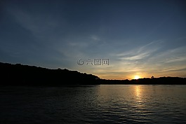 湖,水,日落