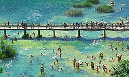 橋,木,人民