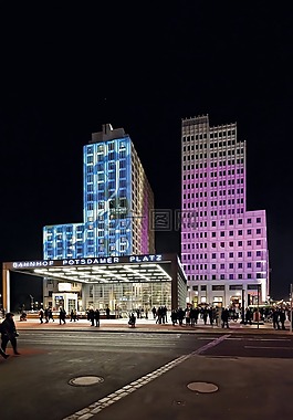 柏林,postdamer 的地方,夜