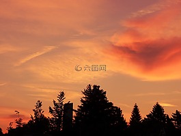 日落,天空,云