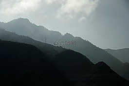 山,影子,光