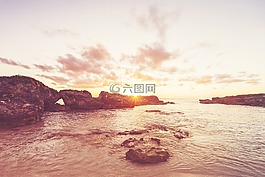 日落,天空,云
