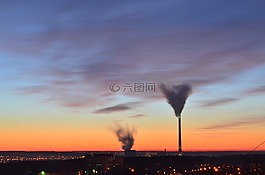 晚上,日落,天空