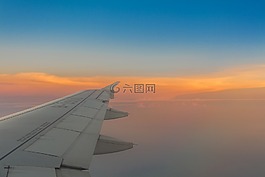 飞机,风景,黄昏