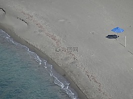 海滩,寂寞,阳伞