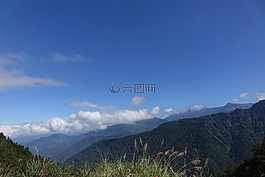藍(lán)天,群山,白雲(yún)