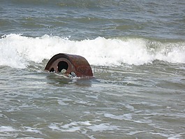 海,波,擊毀