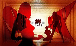 妇女,光,夜
