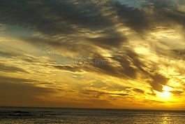 海,日落,天空