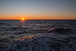 日落,水域,海