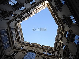天空,蓝色的天空,建筑