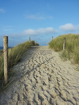 dünenweg,脚印,沙
