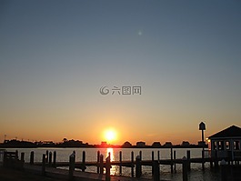 海濱,日落,天空