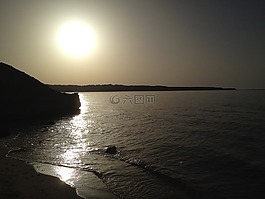 日落,海,黄昏