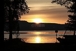 日出,鏡像,水