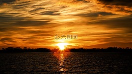 景觀,日落,云