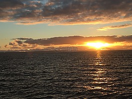 海灘,日落,水