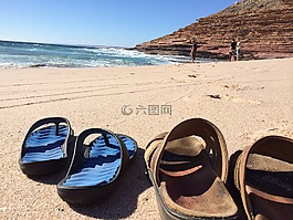涼鞋,海灘,夏天