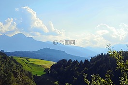 景觀,山,希爾