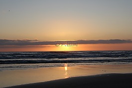 日落,海洋,海岸