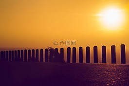 日落,黃昏,天空