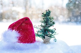 圣誕老人的帽子,雪,冬天