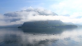 hallstatt,在上午,阳光