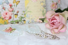 浪漫,玫瑰,珠寶