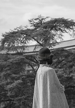 人,女子,黑色和白色