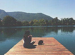 木材,塢站,湖