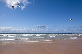 kitesurfer,海岸,海滩