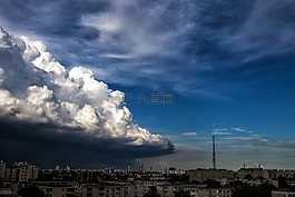 威脅,云,城市場景