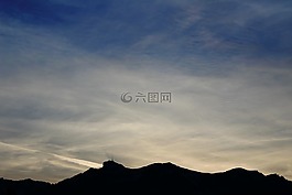 山,天空,晚上