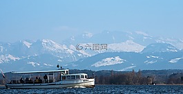 船舶,湖,山