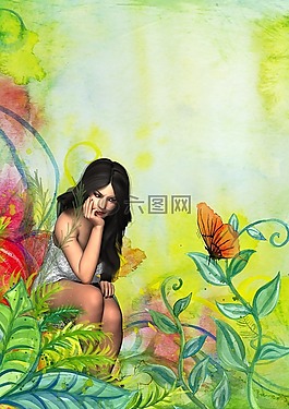 幻想,女孩,森林