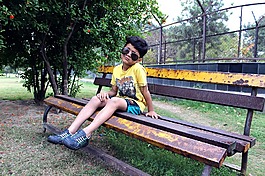 單,男孩,公園