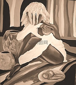 畫,丙烯酸漆,烏賊