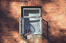 窗口框架,建设,砖墙