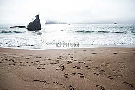 海洋,沙,有霧