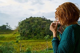 咖啡,婦女,喝