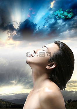 男子,幻想,天空