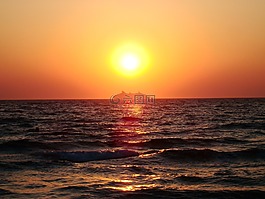 日落,船舶,海