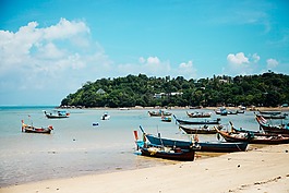海灘,沙,船