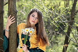 女孩,公主,鲜花