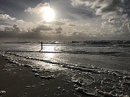 海灘,沙,北海