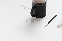咖啡杯,鉛筆,橡皮擦