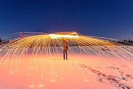 煙花,鋼絲絨,雪